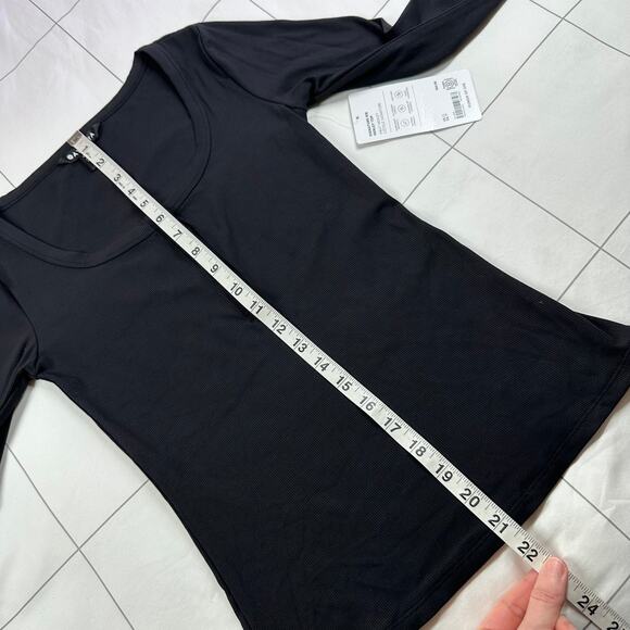 Athleta Top Womens XS Black Signature Rib Henley Modal Commute Lounge Travel New - Picture 9 of 10